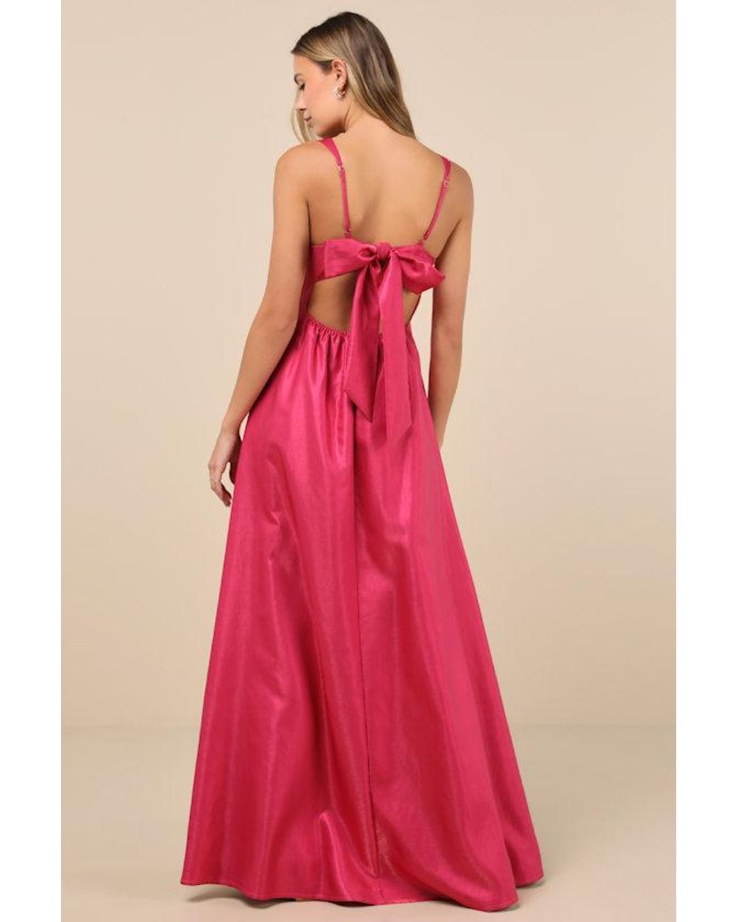 Lulus Red Immaculate Aura Shiny Taffeta Maxi Dress With Pockets