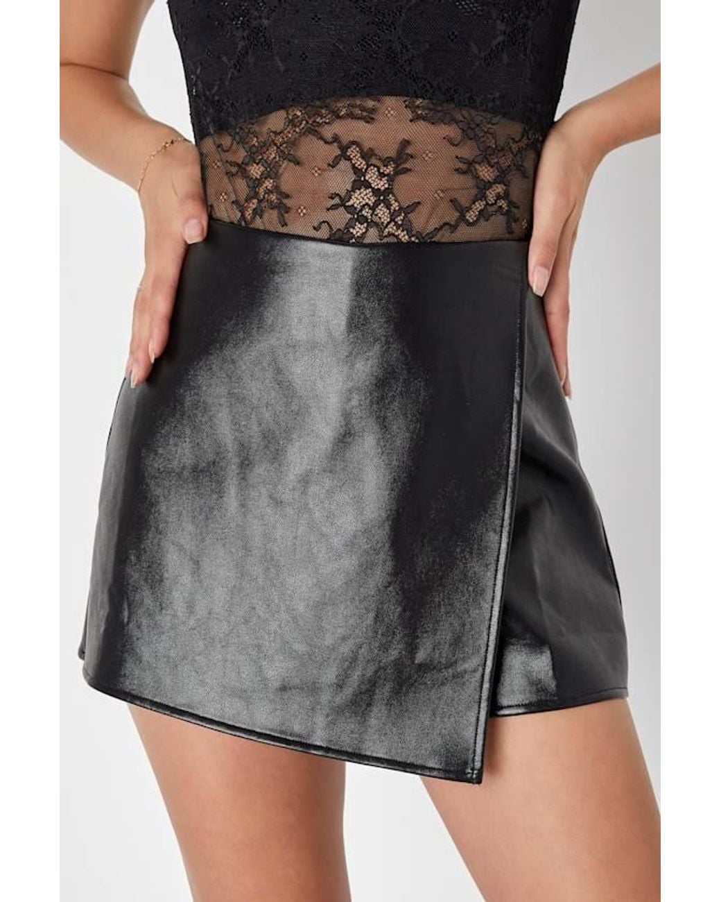 Lulus Black Unforgettable Muse Vegan Leather Skort