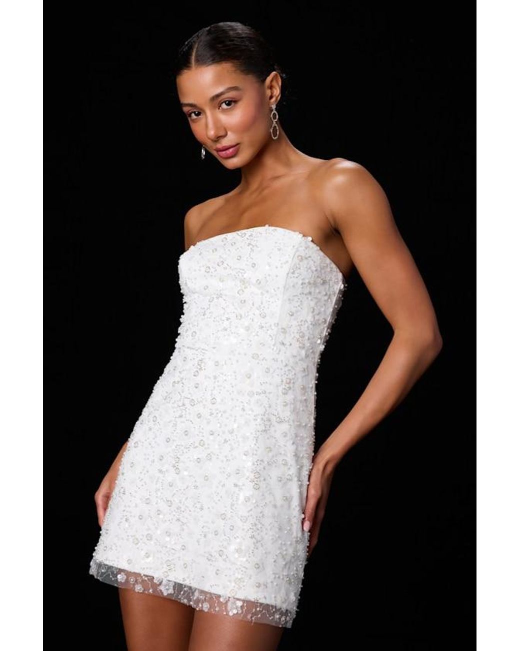 Lulus Black Grecia Sequin Strapless Mini Dress