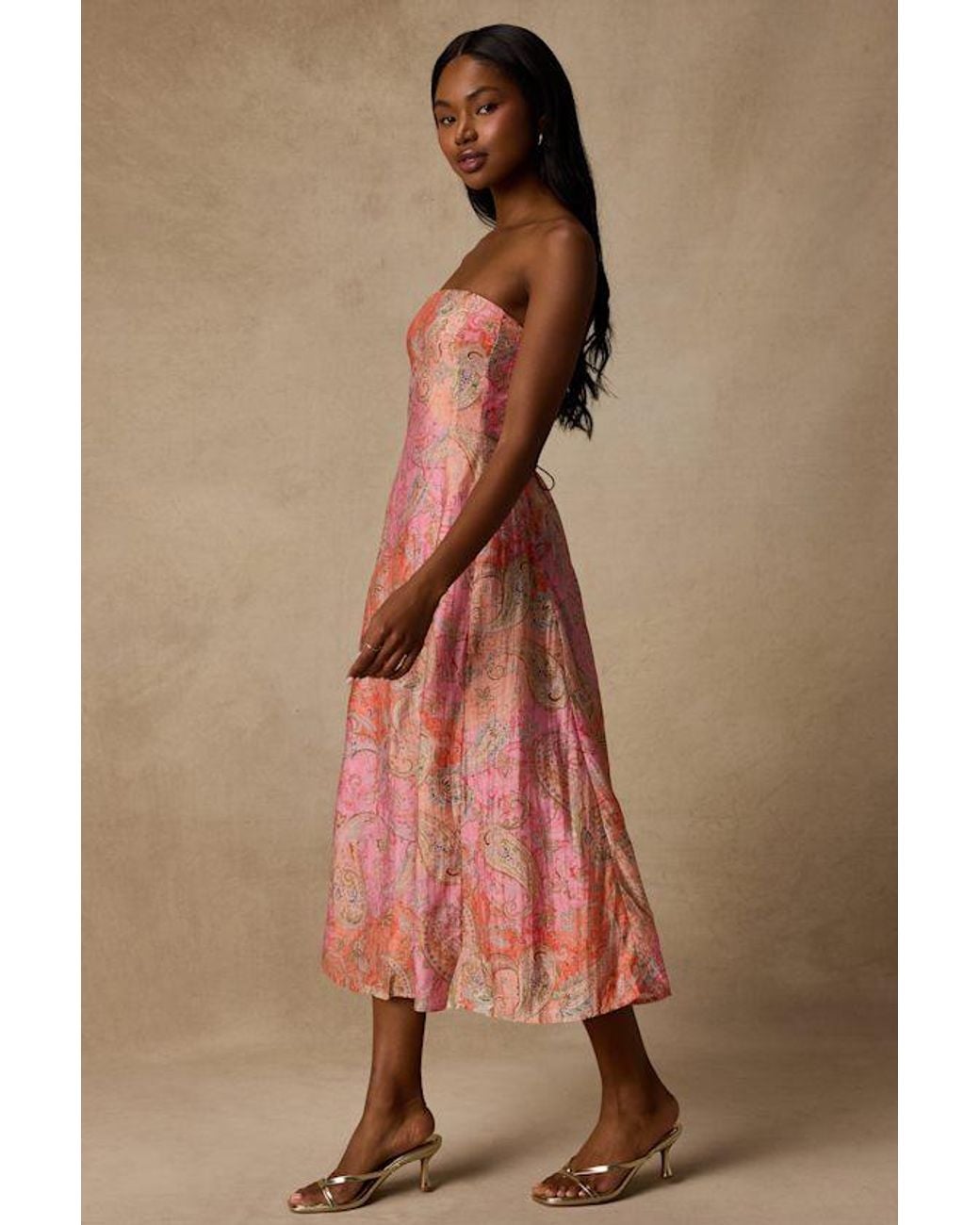 Lulus Pink Lexis Multi Boho Print Lace-Up Midi Dress