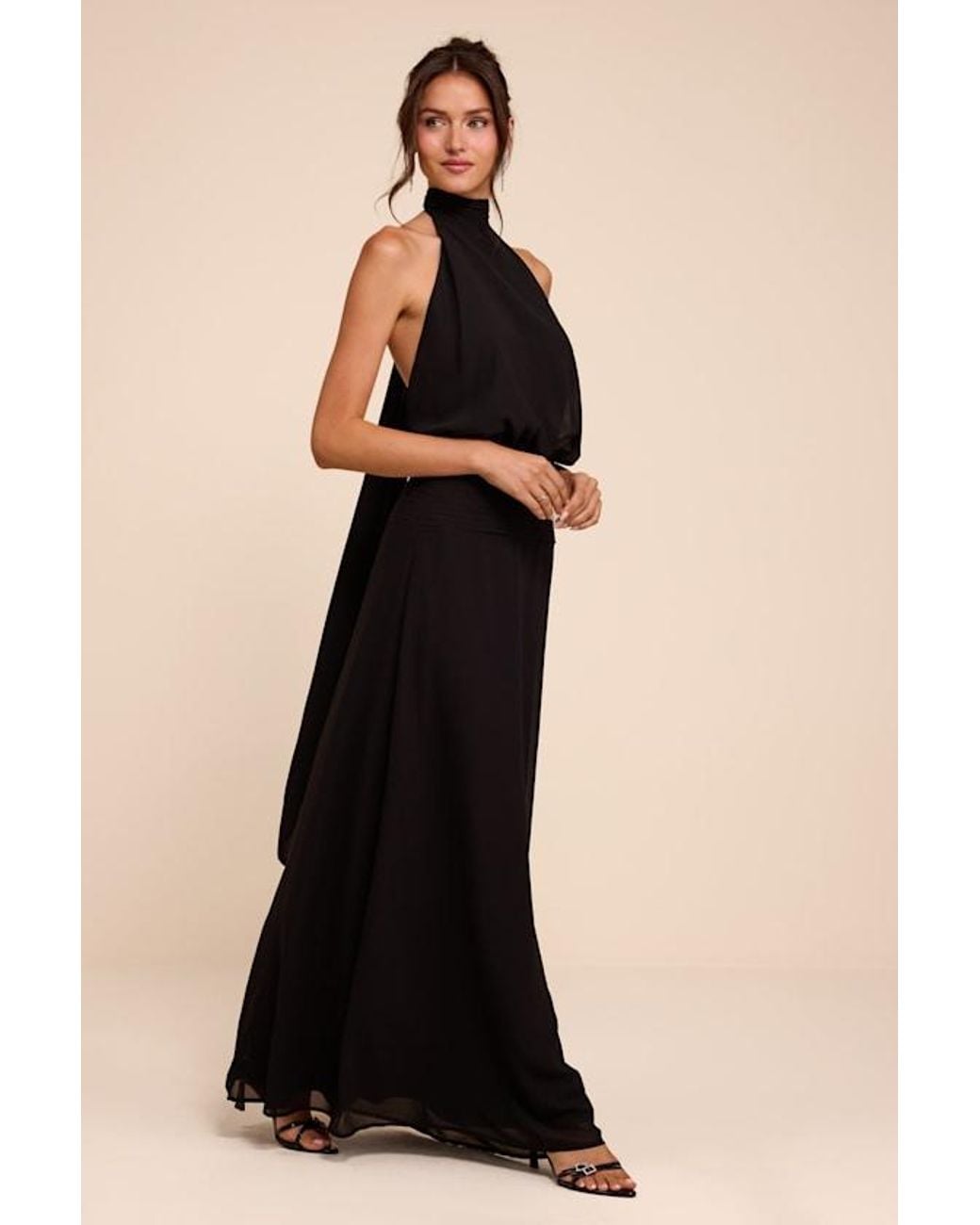 Lulus Black Kenzie Backless Maxi Dress