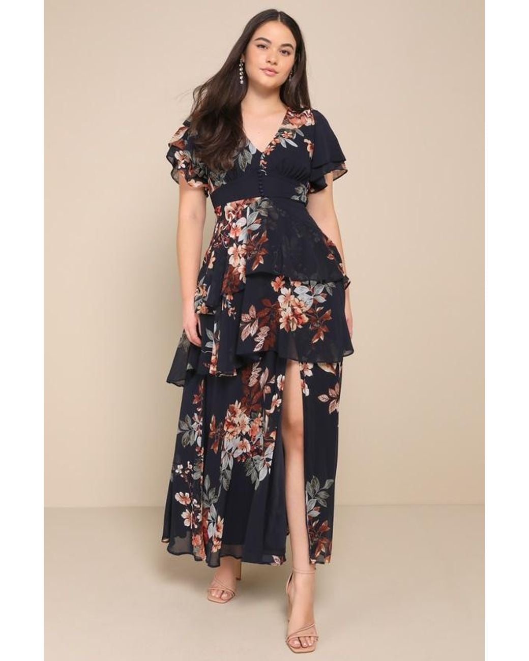lilja navy blue floral print maxi dress Light Blue Boho Dress - Floral Print Dress - Halter Maxi Dress