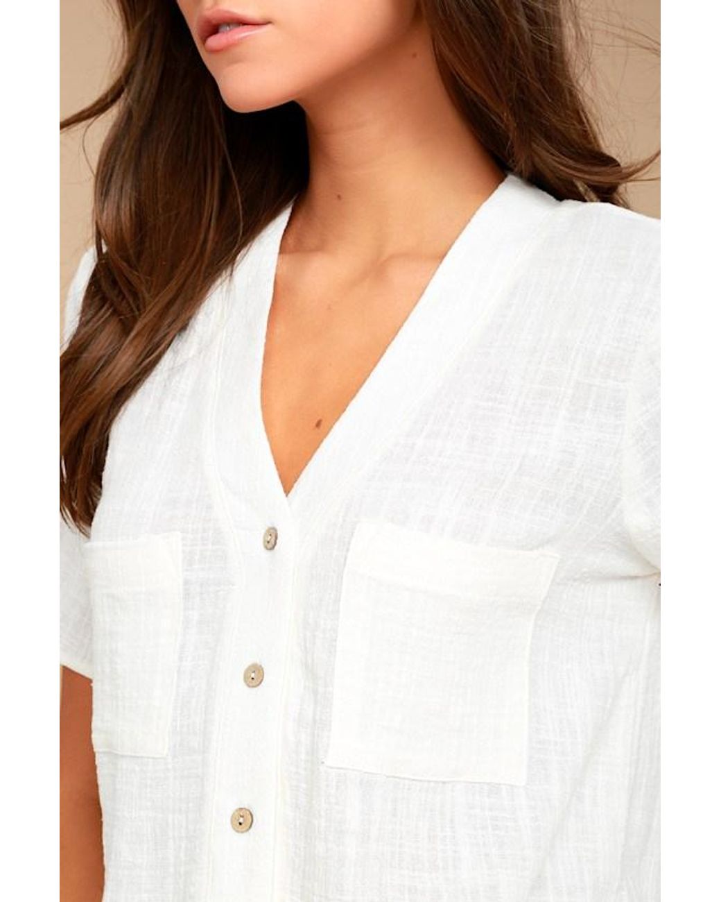 Lulus White Lift My Spirits Button-Up Crop Top