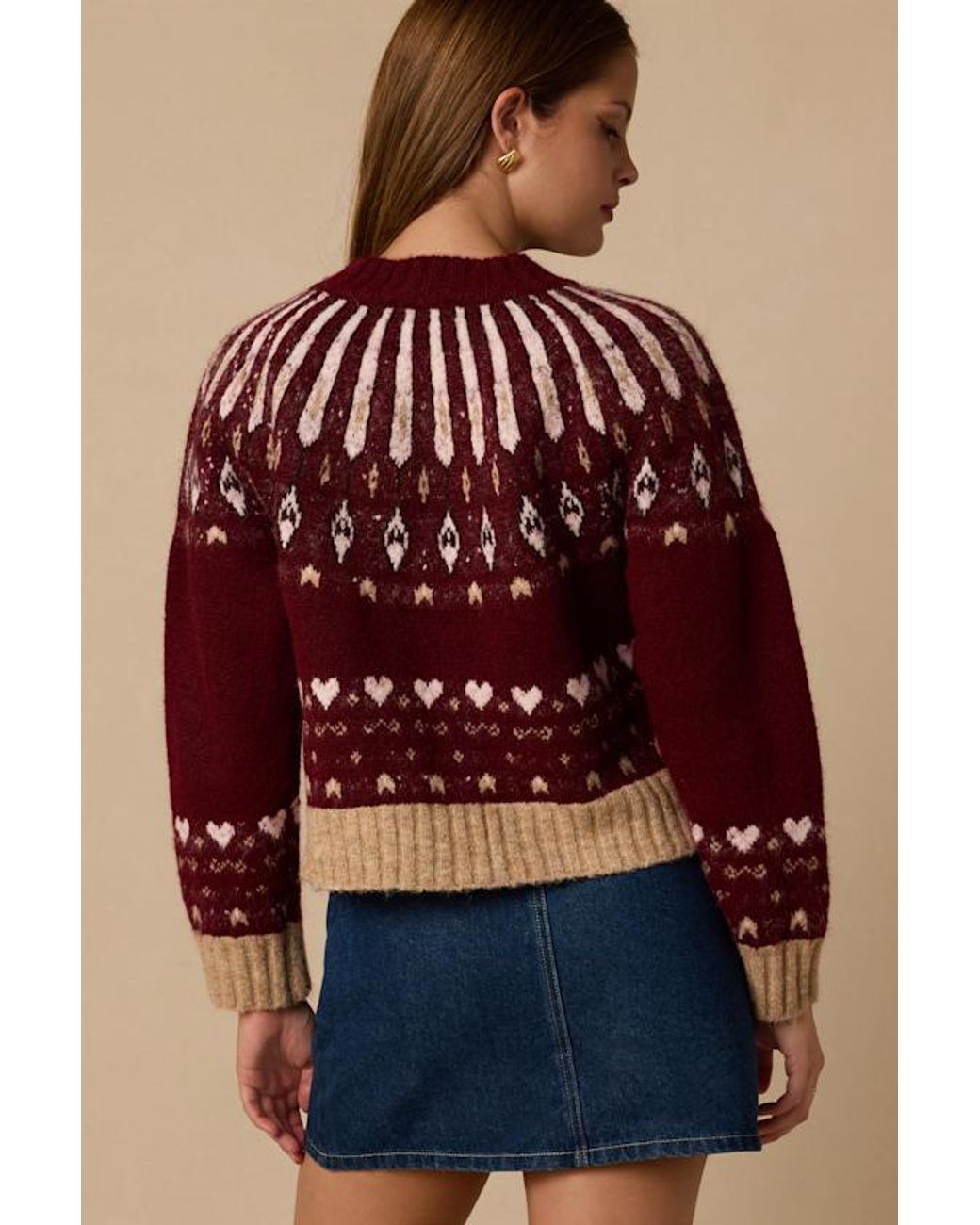 Lulus Red Promise Fair Isle Cardigan
