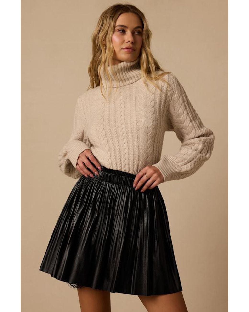 Lulus Black Minka Vegan Leather Pleated Mini Skirt