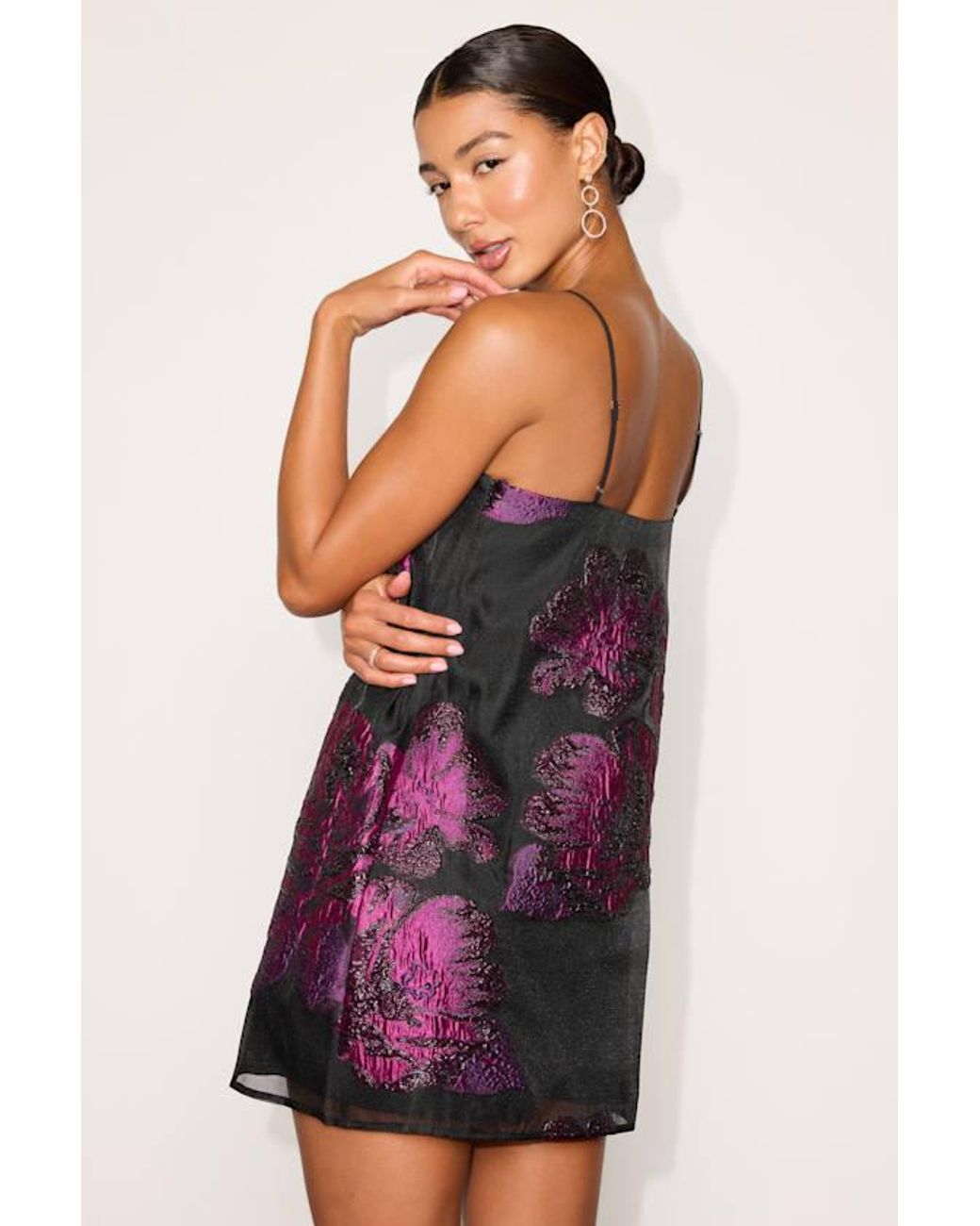 Lulus Purple Yavanna And Floral Jacquard Shift Mini Dress