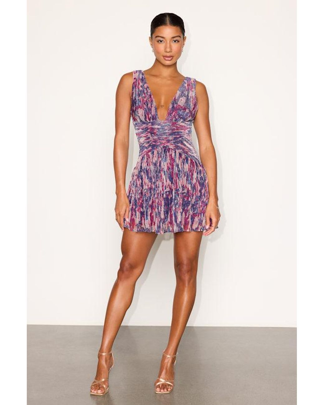 Lulus Purple Evaluna Abstract Print Pleated Mini Dress