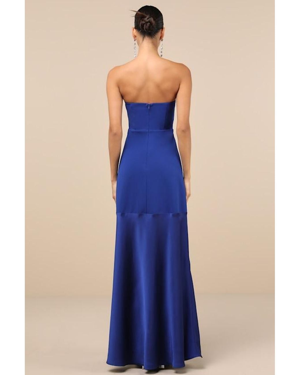 compelling style plum purple strapless a line maxi dress Lulus A-Line in Blue Hand Wash Cold