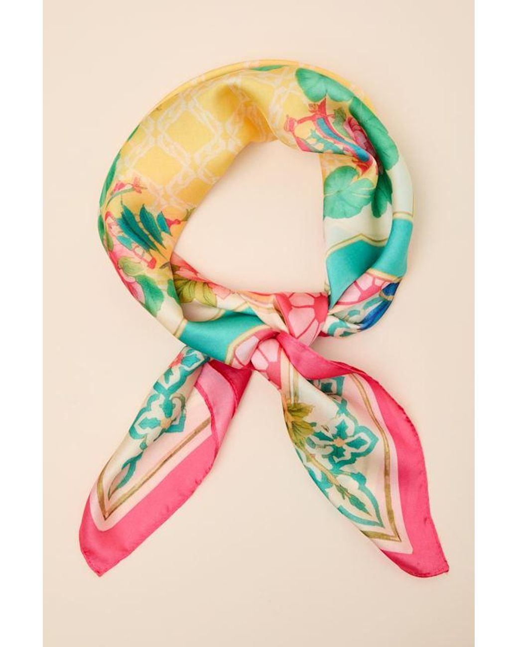 Lulus Pink Fadia Multi Print Satin Scarf
