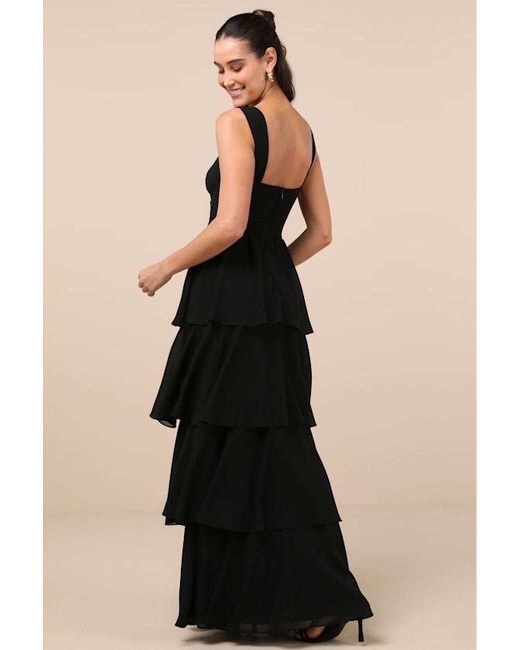Lulus Black Carlynda Tiered Bustier Maxi Dress