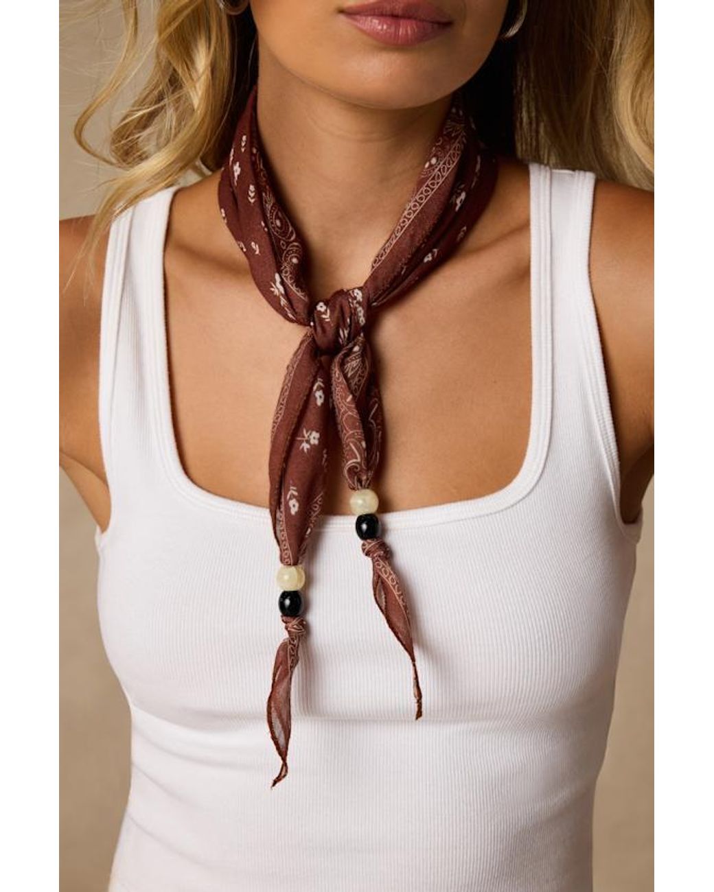Lulus Blue Jovie And Beaded Bandana Scarf Set