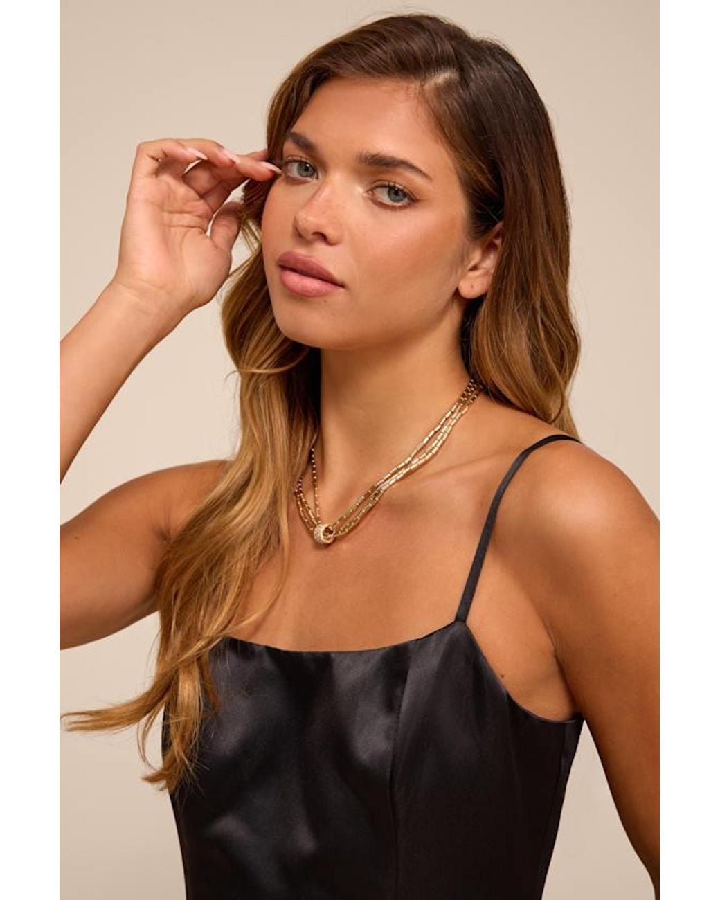 Lulus Black Farrell Beaded Layered Necklace