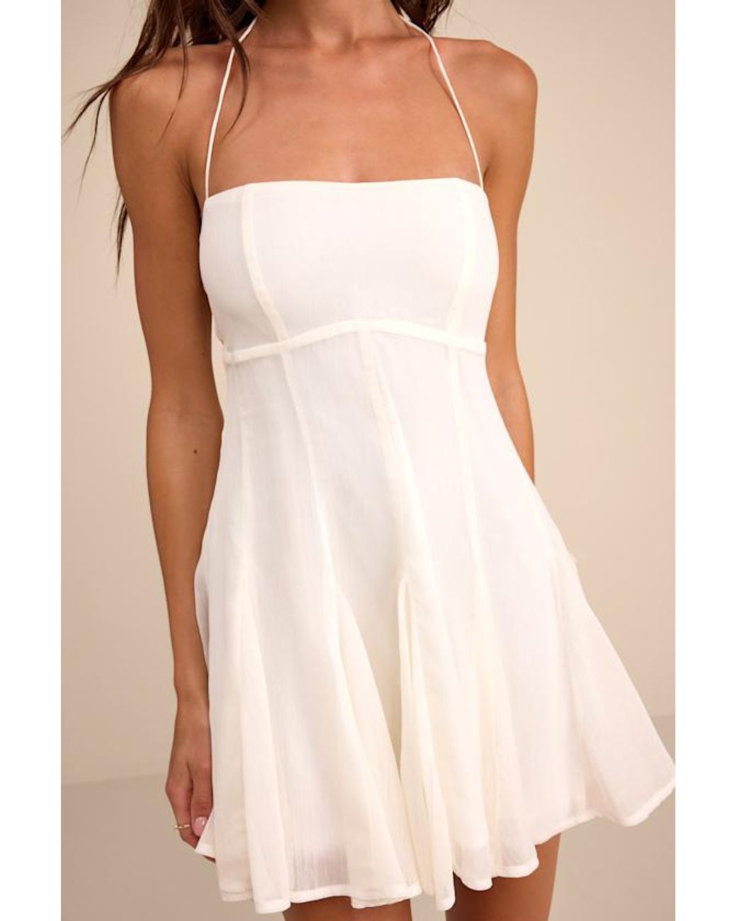 Lulus Natural Sophrina Halter Mini Dress