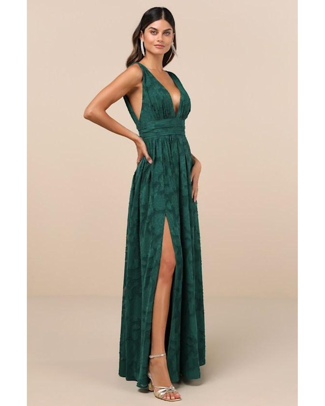 Lulus Green Sweet Sophistication Burnout Floral Maxi Dress