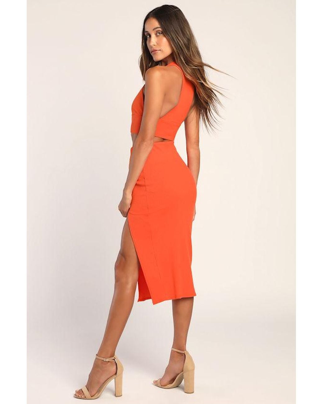 Lulus Red Absolute Edge Sleeveless Two-Piece Bodycon Midi Dress