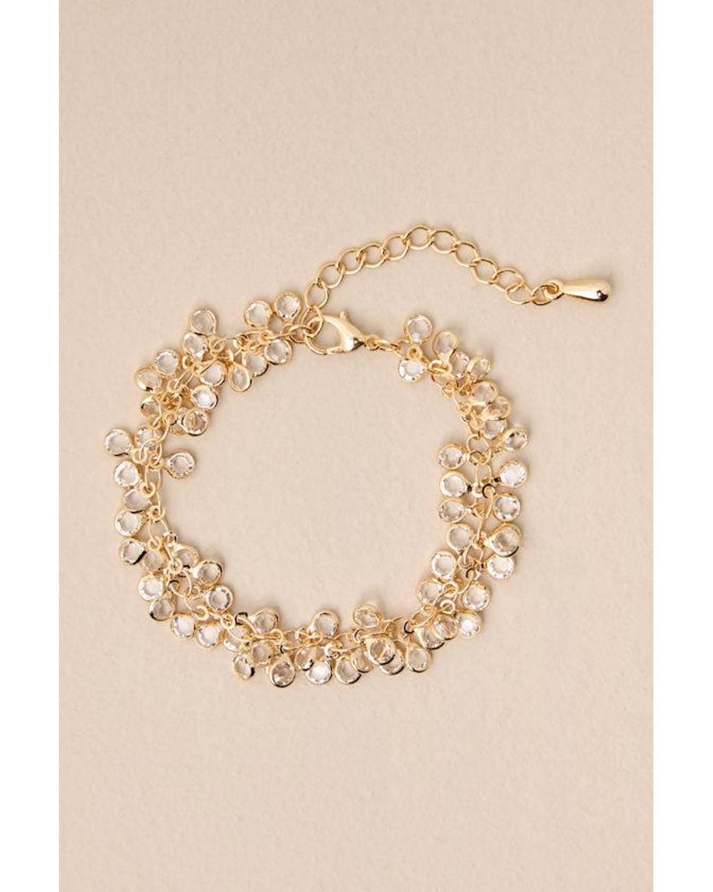 Lulus Natural Luxe Adornment And Clear Rhinestone Bracelet