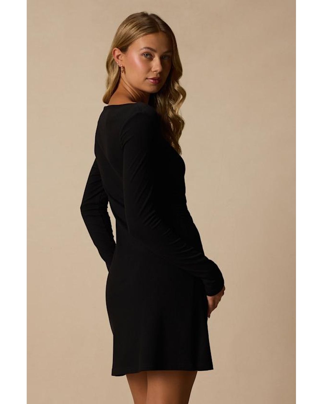 Lulus Black Trea Knit Boat Neck Mini Dress