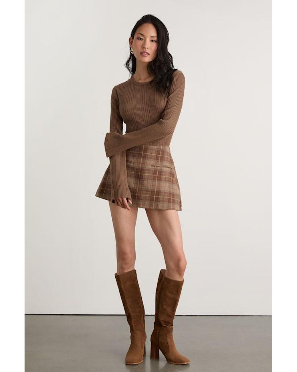 Lulus Brown Nydia Ribbed Long Sleeve Sweater Top
