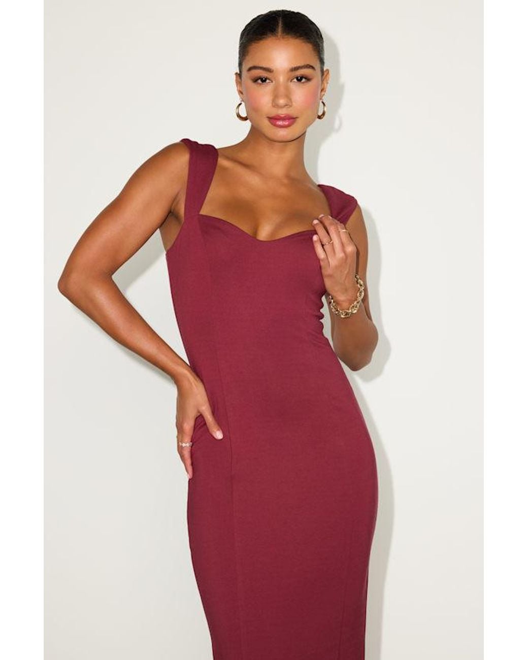 Lulus Red Samai Cap Sleeve Bodycon Midi Dress