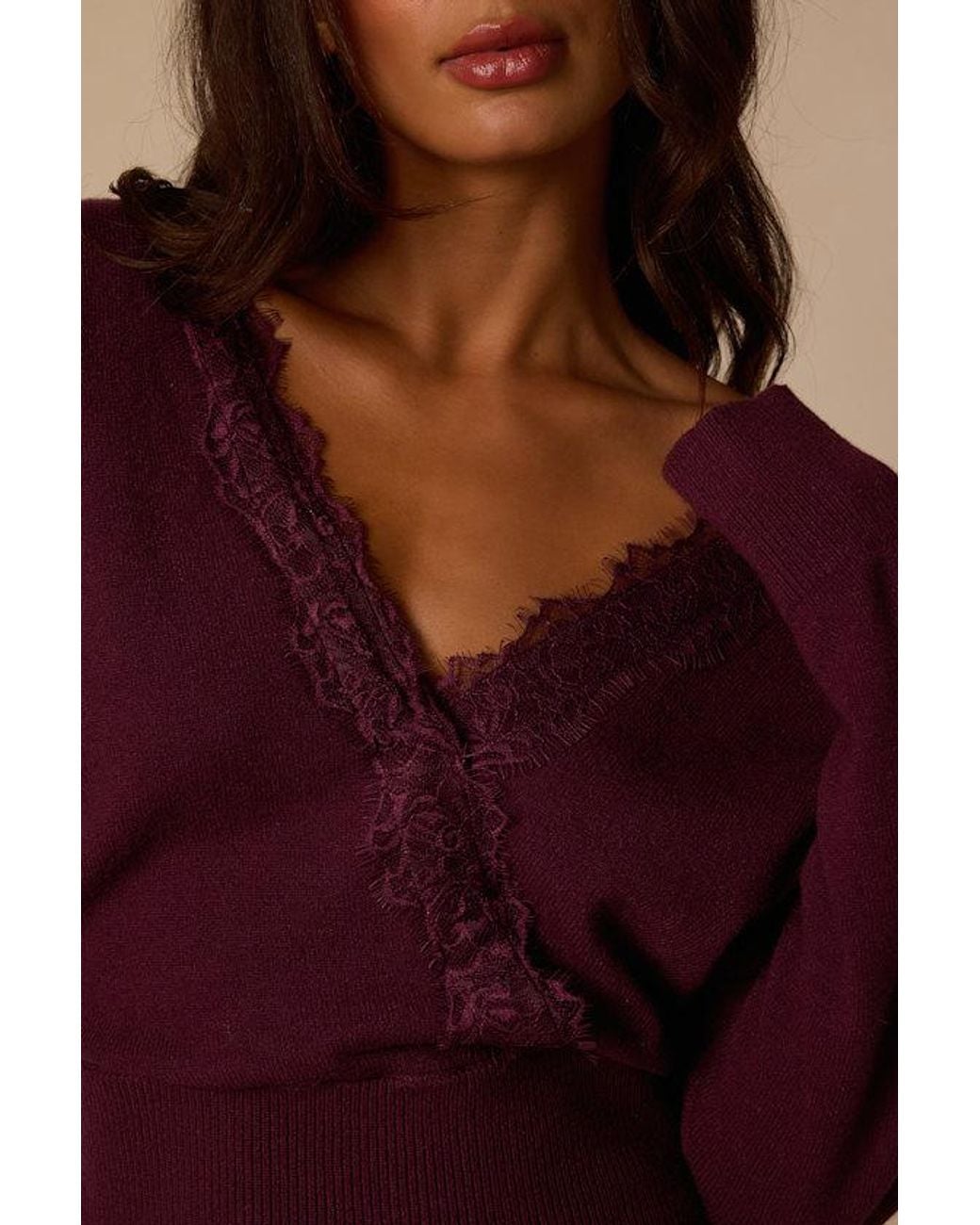 Lulus Red Flavia Plum Lace Sweater