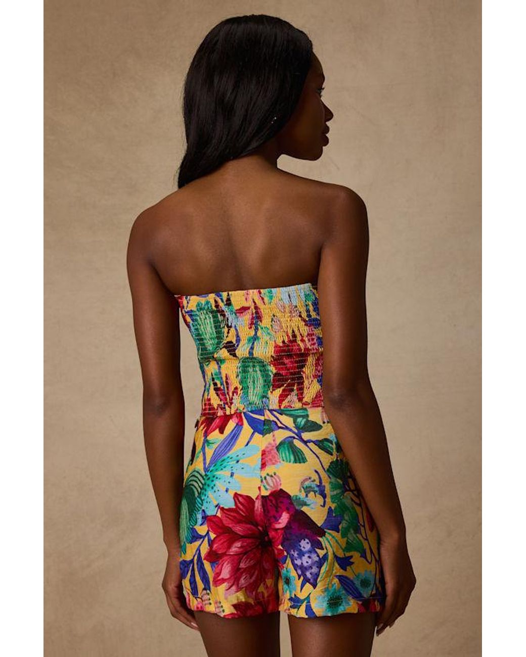 Lulus Red Kysa Multi Floral Strapless Crop Top
