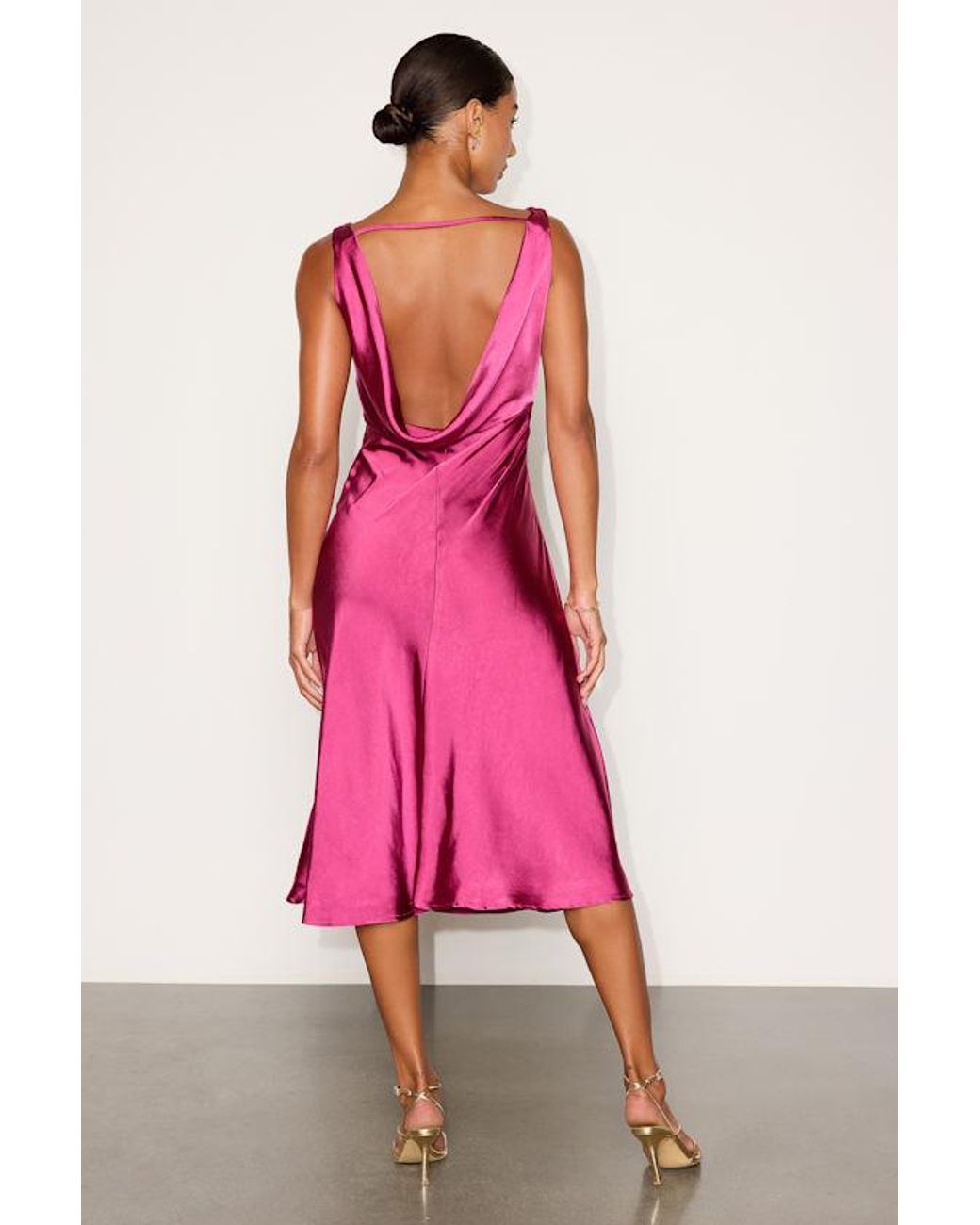 Lulus Incredible Love Satin Cowl Back Midi Slip Dress