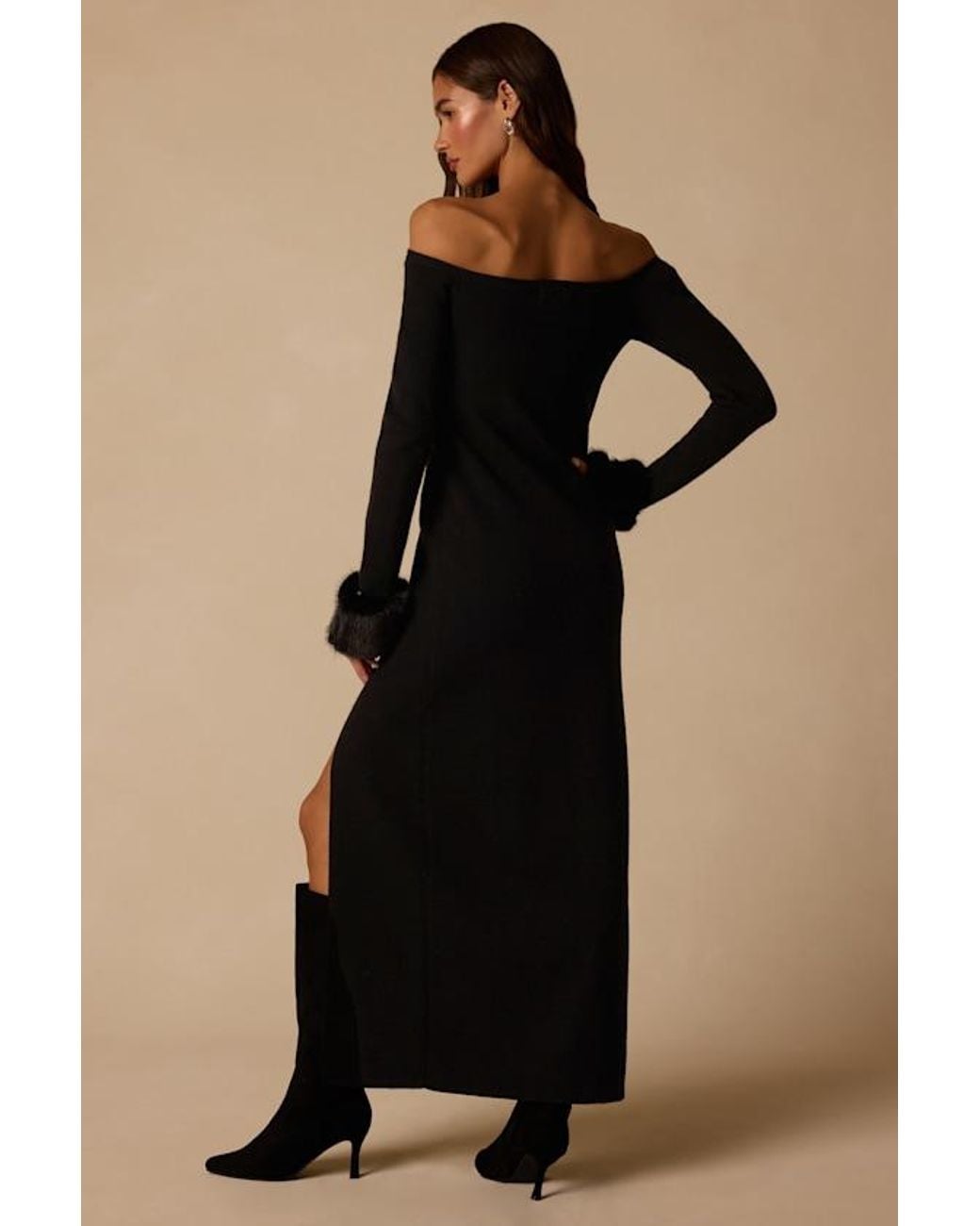 Lulus Black Sally Off-The-Shoulder Sweater Dress