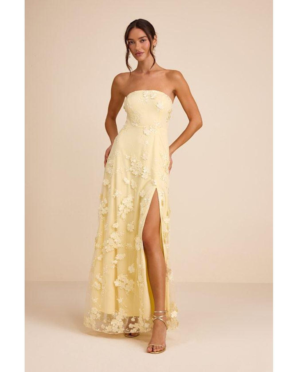 Lulus Natural Rare Presence 3D Floral Embroidered Maxi Dress