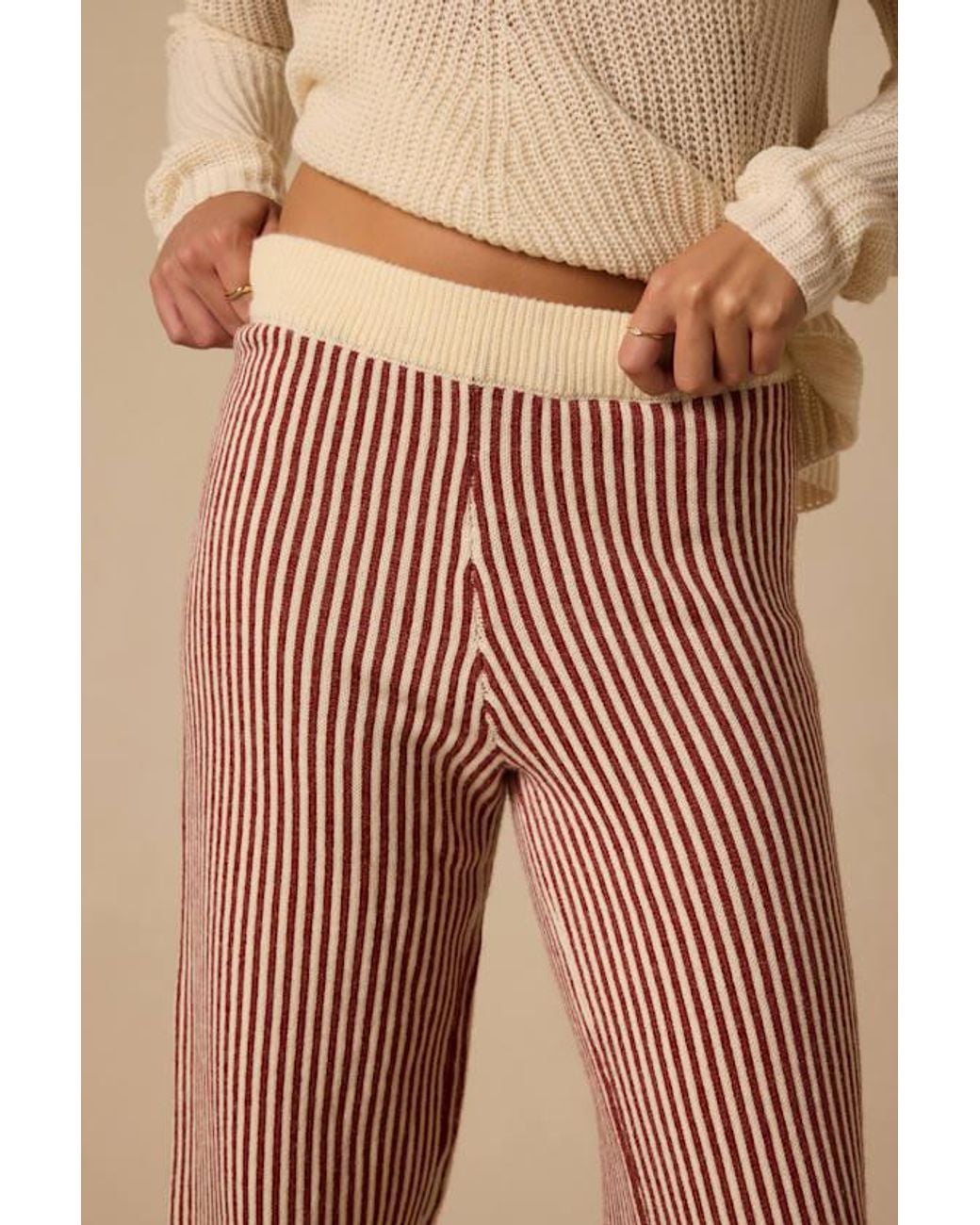 Lulus Natural Rainier Rust Striped Sweater Pants