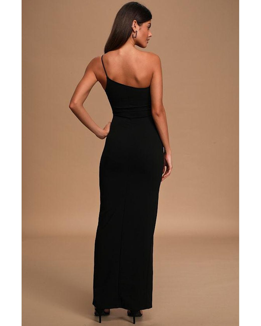 Lulus Black Keeper Of My Heart One-Shoulder Maxi Dress