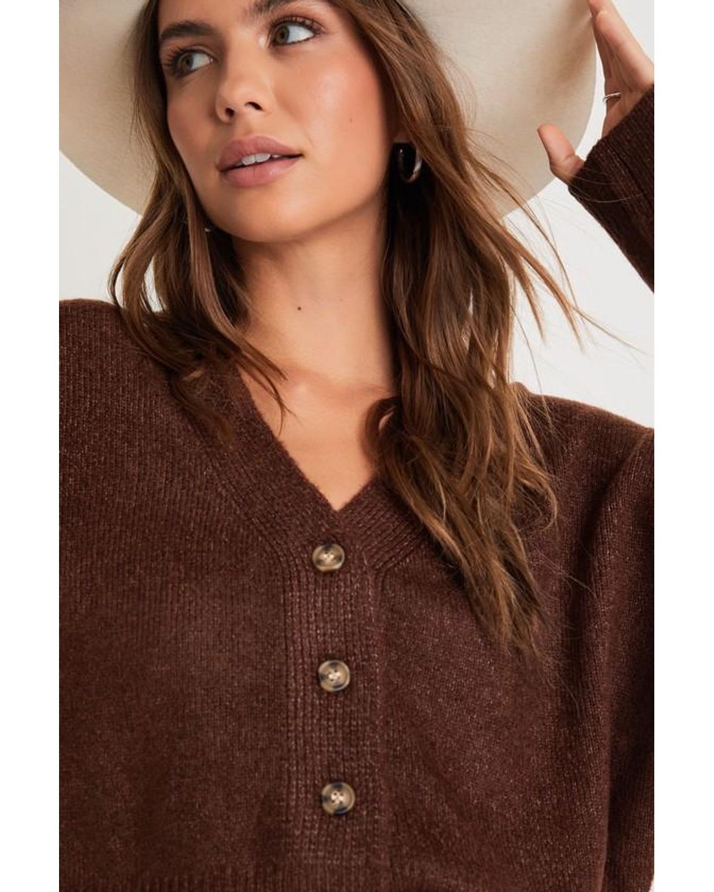 Lulus Brown Cozy Ease Heather Button-Up Cropped Cardigan Sweater