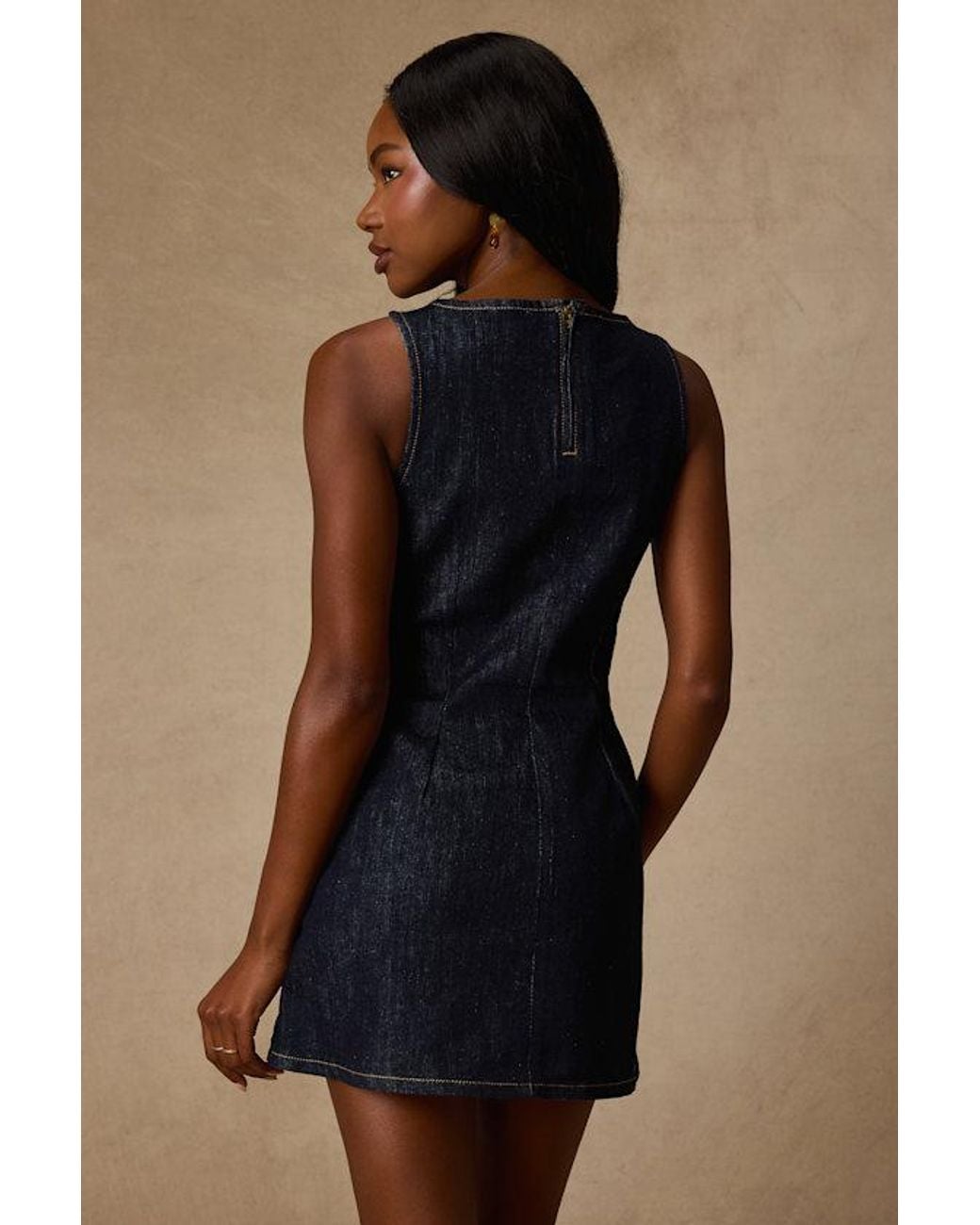 Levi's Black Little Dark Wash Denim Boat Neck Mini Dress