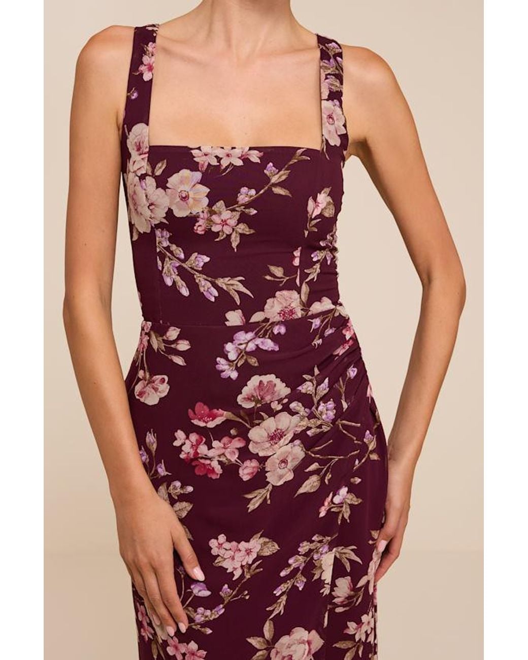 Lulus Red Lesina Floral Sleeveless Midi Dress