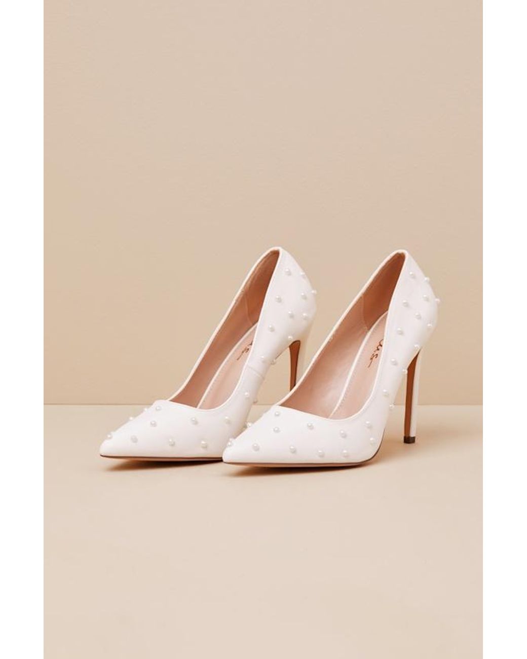 Lulus White Petitee Pearl Pointed-Toe Pumps
