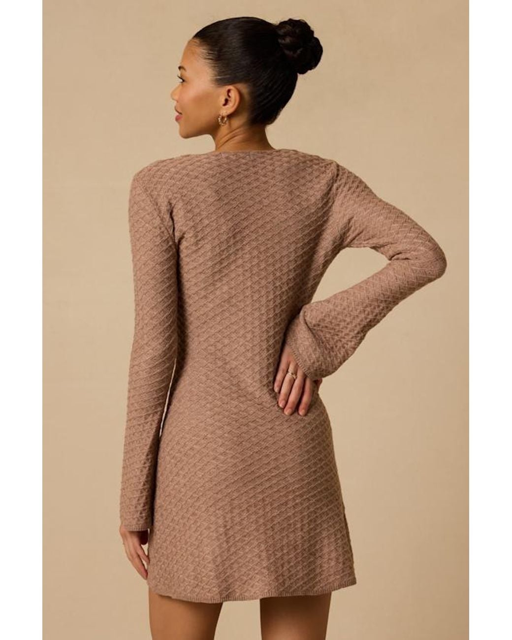 Lulus Brown Wesley Button-Front Sweater Dress