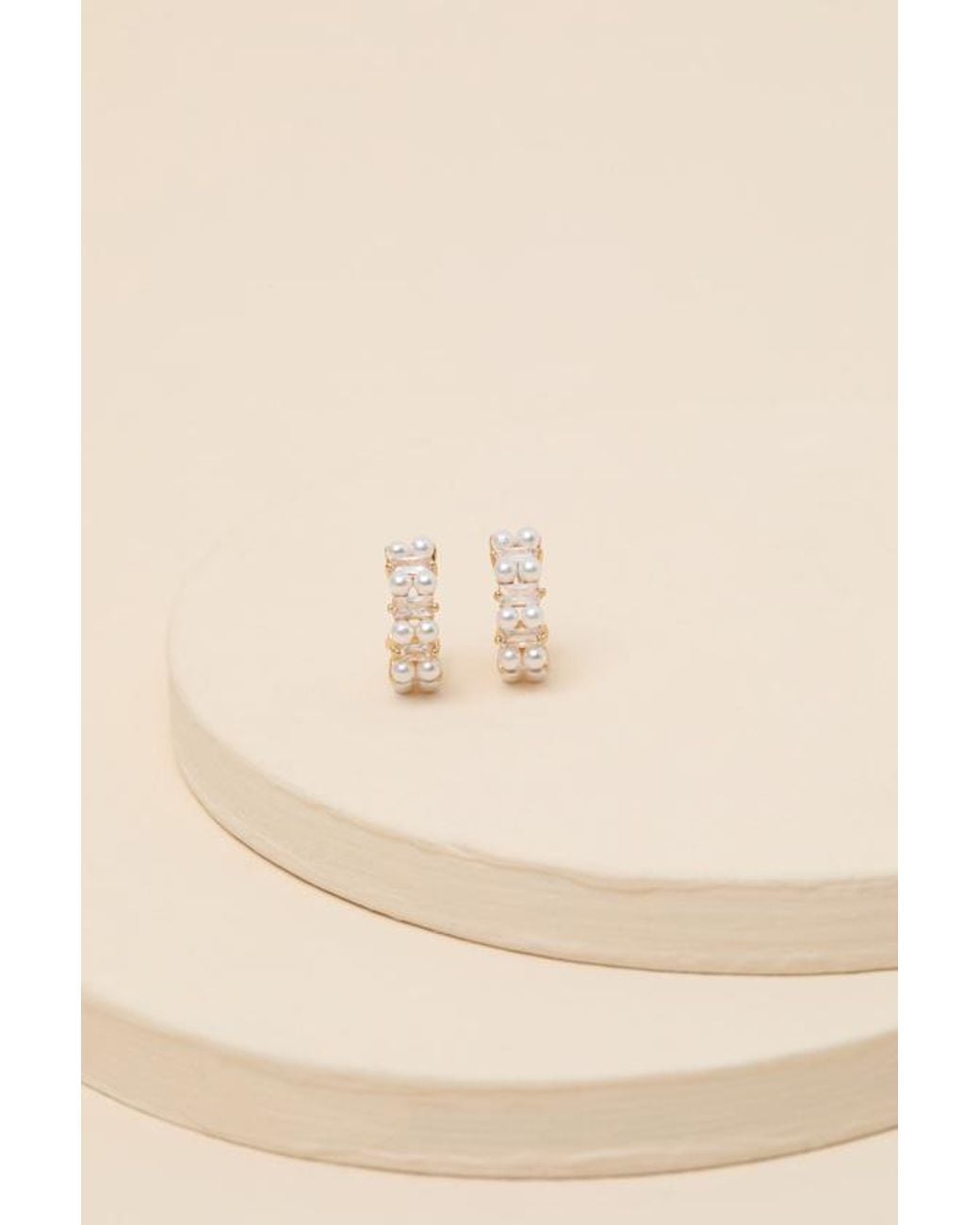 Lulus Natural Lauralee 14Kt Pearl Hoop Earrings