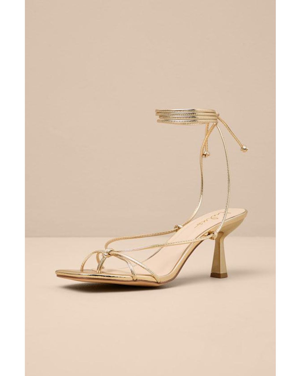 Lulus Natural Senna Strappy Lace-Up High Heel Sandals