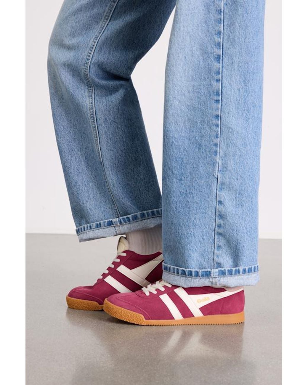 Gola Blue Elan Cerise Color Block Suede Leather Sneakers