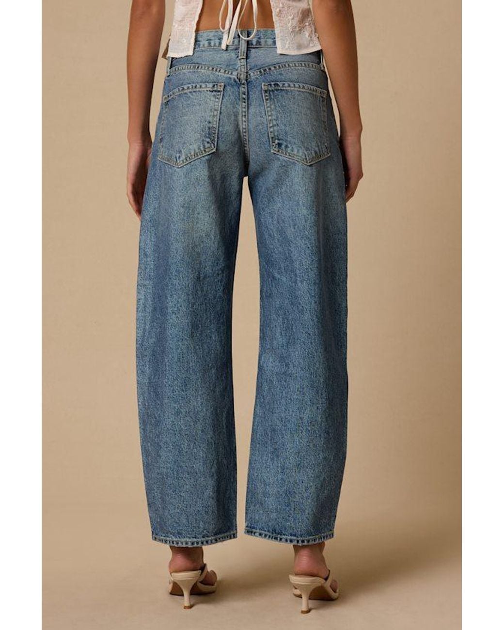 Just Black Blue Gale Medium Wash High-Rise Barrel Jeans