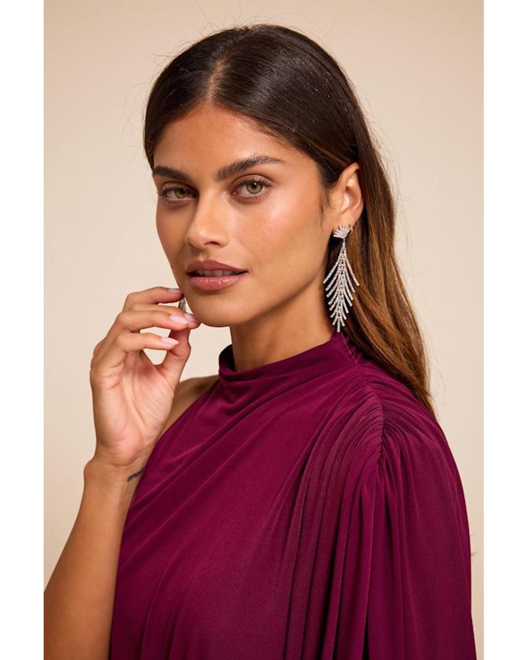 Lulus Purple Babylon Rhinestone Earrings