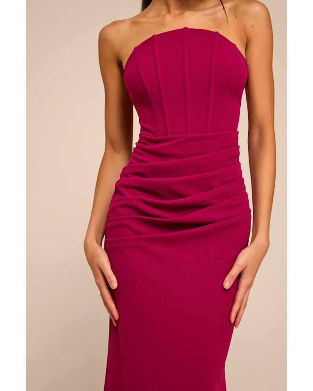 Lulus Red Laney Dark Strapless Corset Maxi Dress