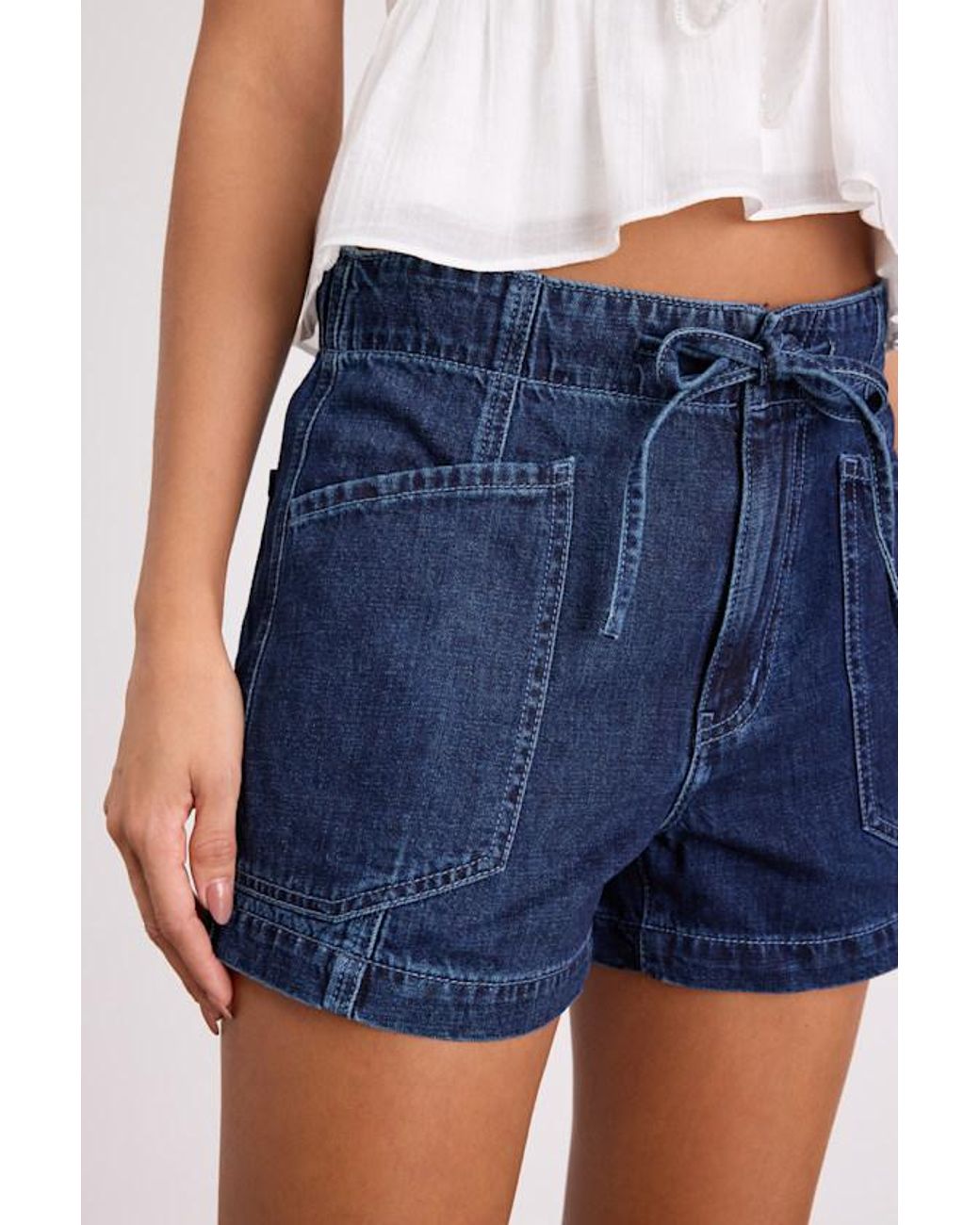 Daze Denim Blue Catalina Dark Wash Denim Drawstring Shorts