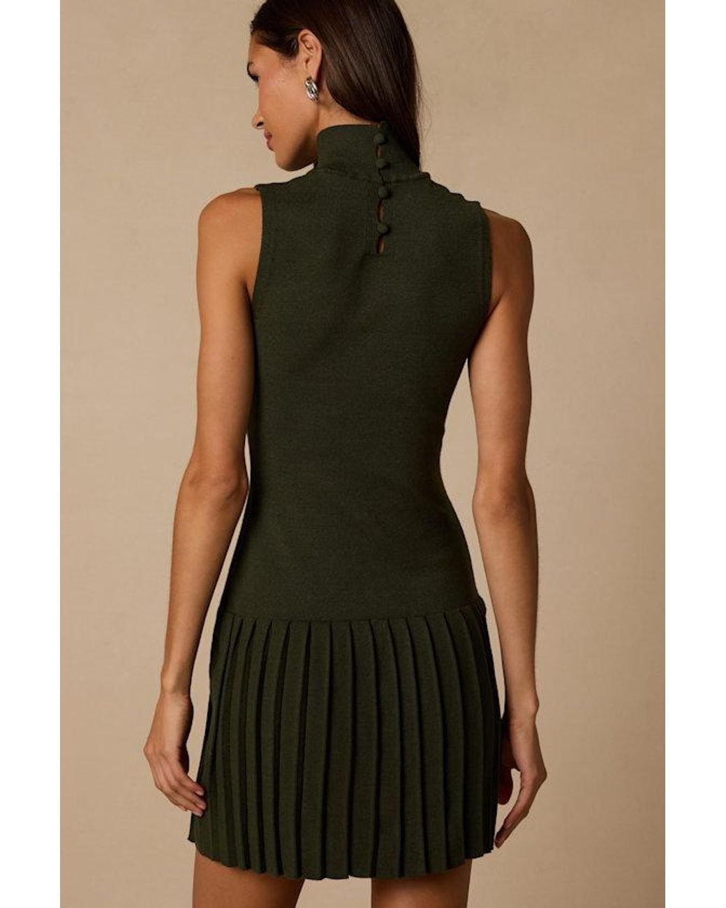 Lulus Green Vanessa Sleeveless Mock Neck Sweater Dress