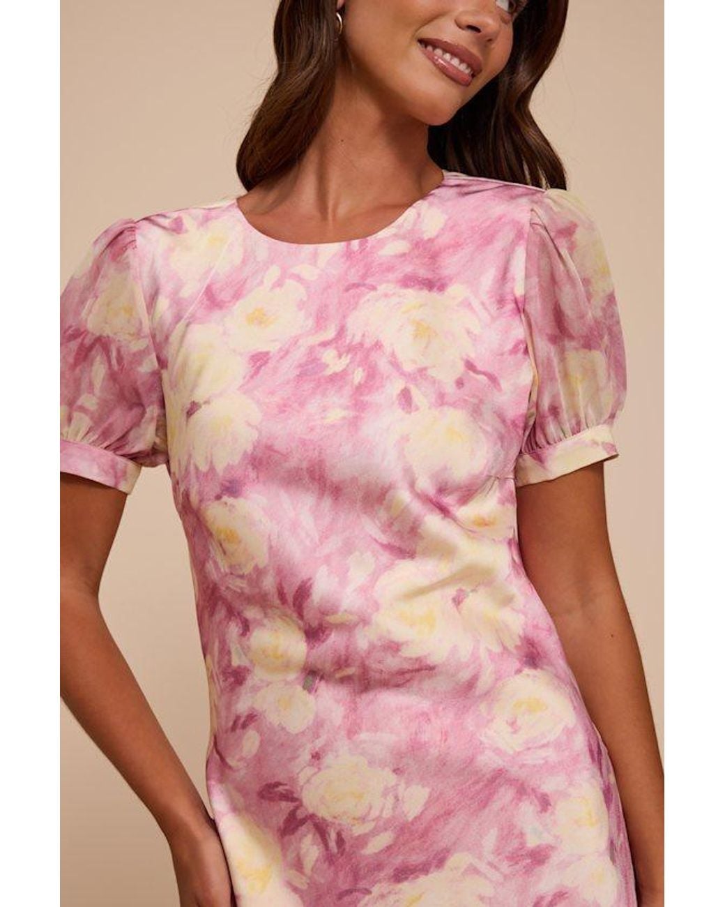 Lulus Pink Eirini Dusty Floral Backless Maxi Dress