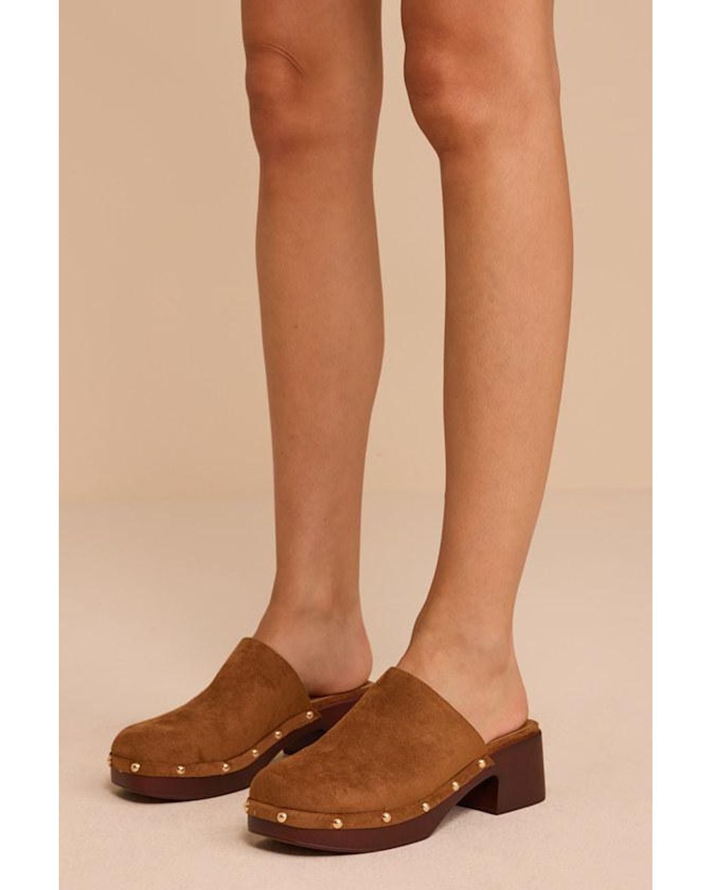 Madden Girl Brown Chipper Cognac Suede Platform Clogs