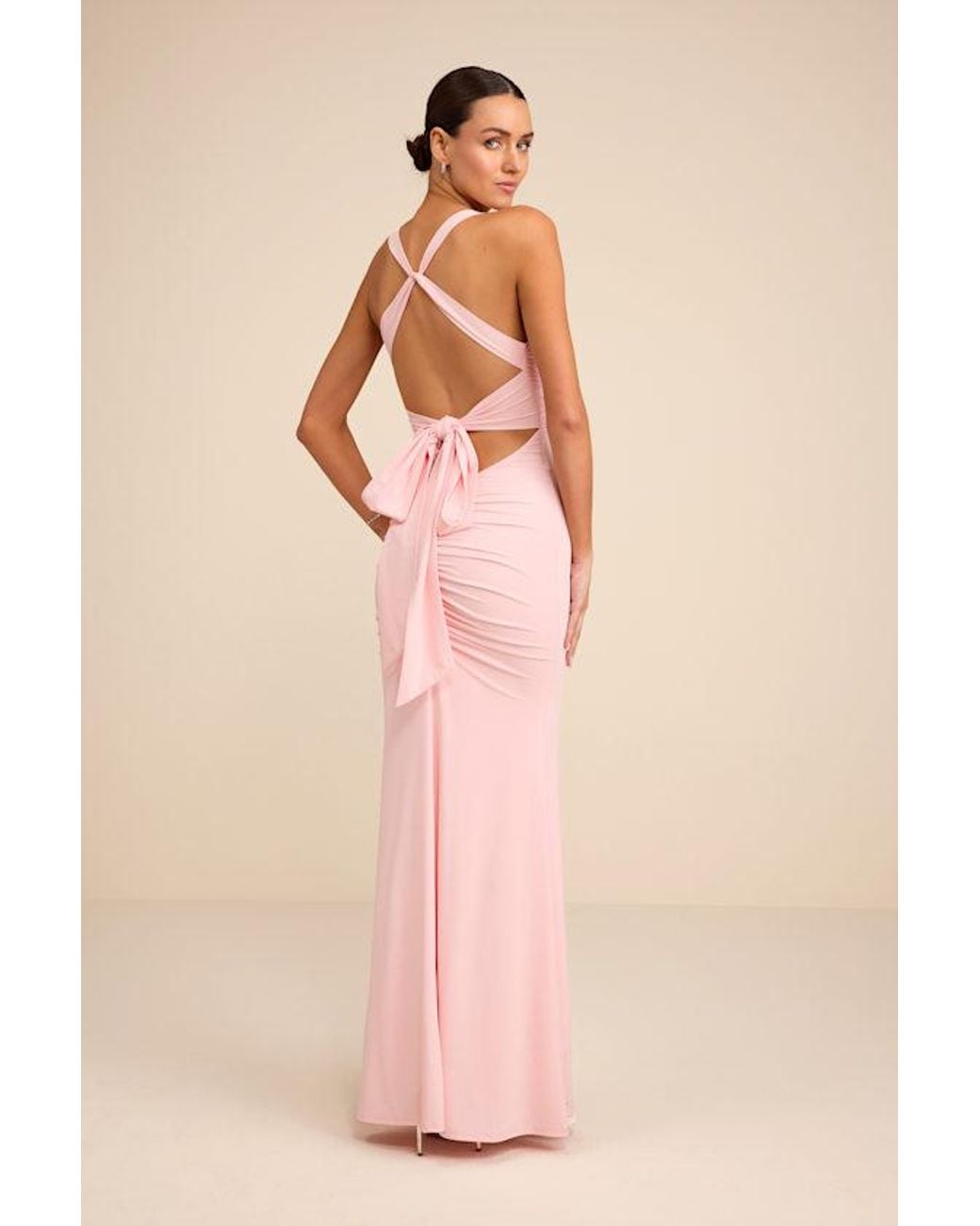 Lulus Pink Cazy Jersey Knit Twist-Front Maxi Dress