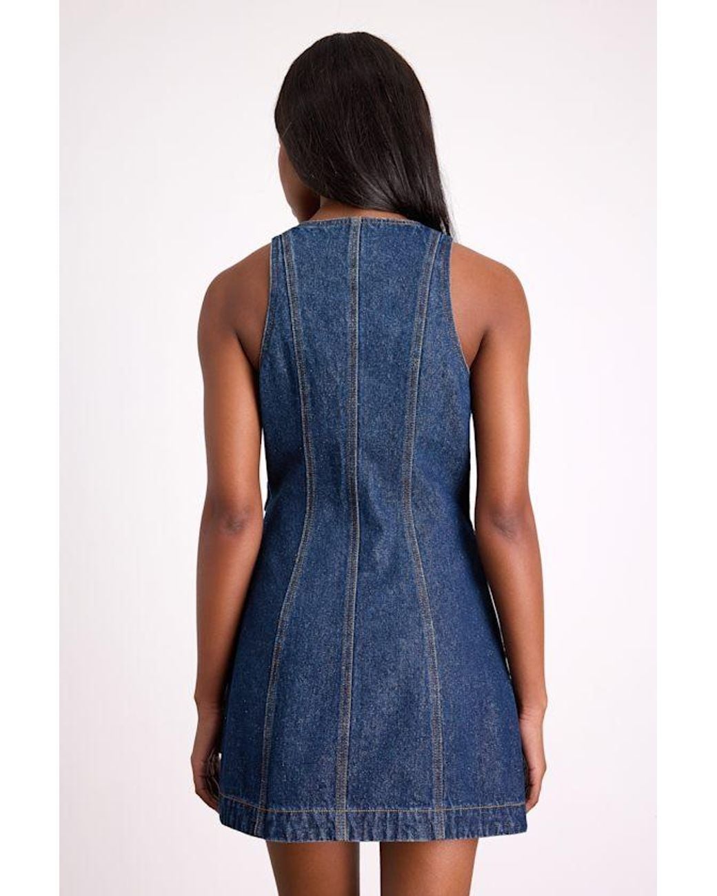 Lulus Blue Didi Dark Wash Denim Wrap Mini Dress