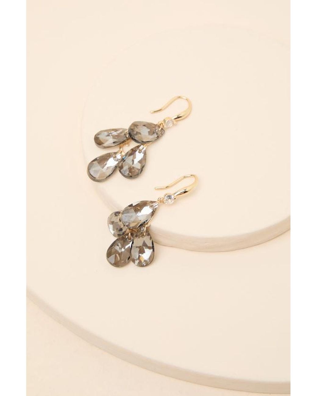 Lulus Natural Prestige Rhinestone Earrings
