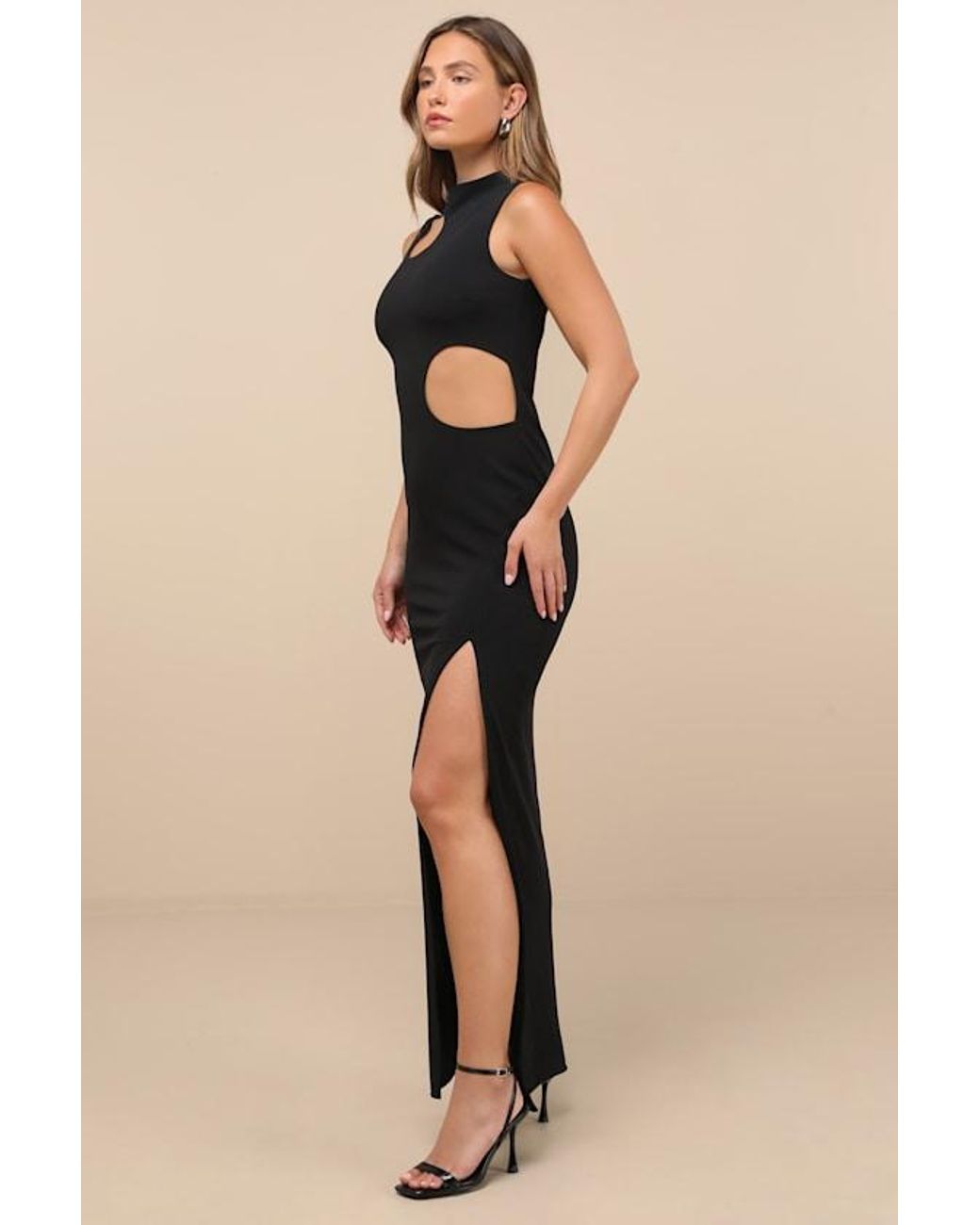 Lulus Black Sindra Cutout Column Maxi Dress
