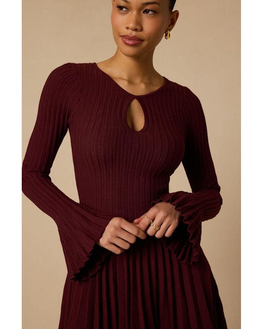 Lulus Red Magnolia Plum Keyhole Cutout Sweater Mini Dress